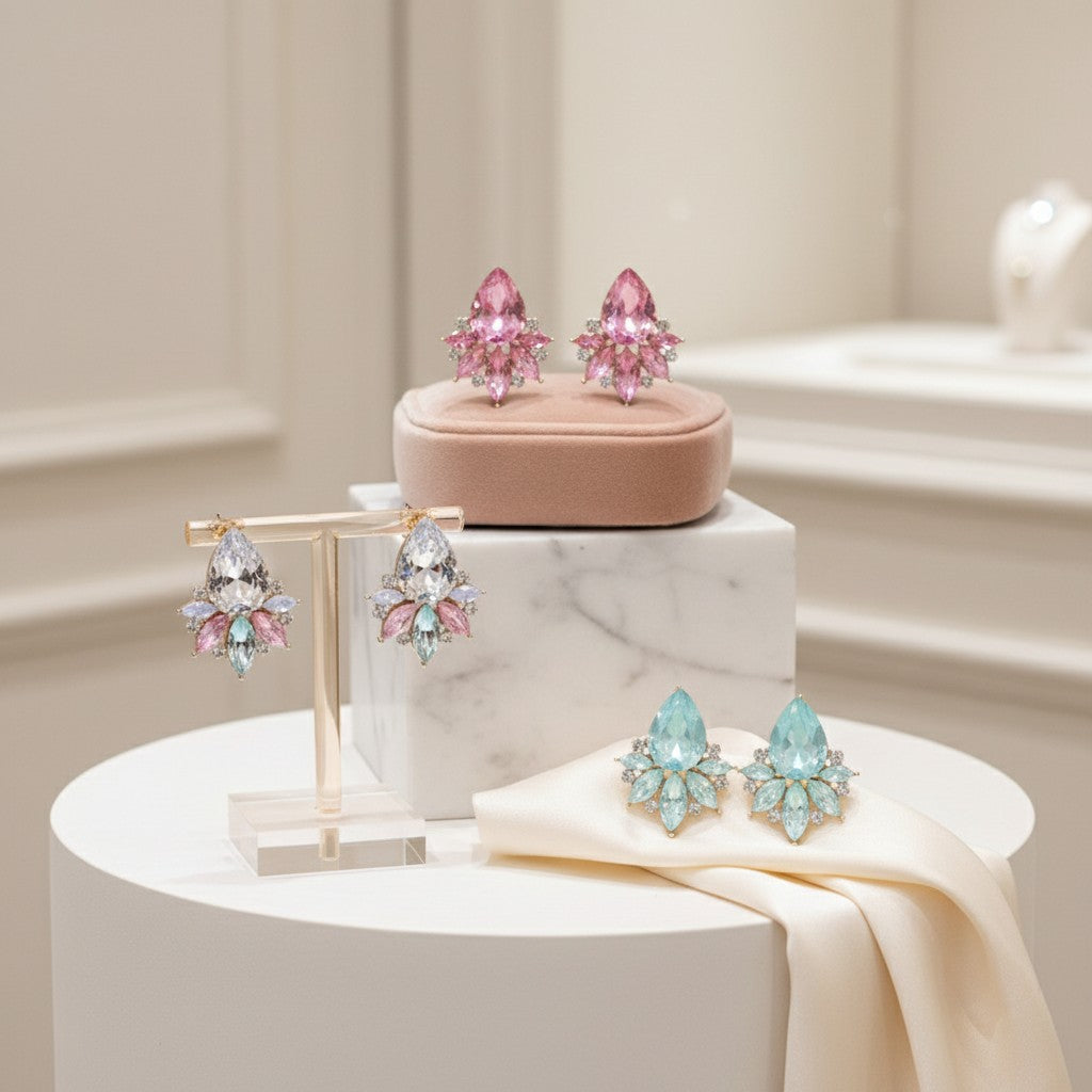 CUBIC ZIRCONIA COLLECTION - CHIC EARRING COLLECTION - PASTELS