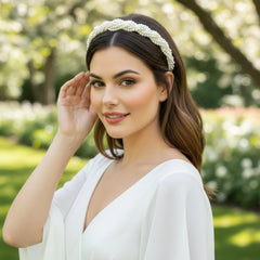 ATHENA COLLECTION - CHIC PEARL HEADBAND - SILVER AHB219