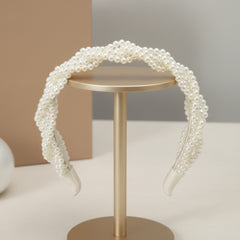 ATHENA COLLECTION - CHIC PEARL HEADBAND - SILVER AHB219