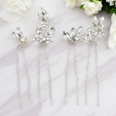 ATHENA COLLECTION - CRYSTAL ALLURE HAIR PINS - PIN81- SILVER