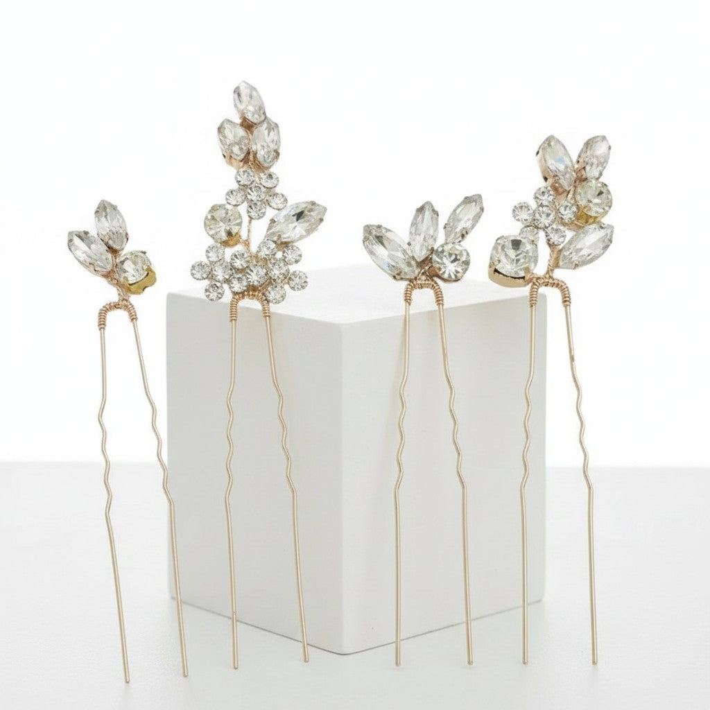 ATHENA COLLECTION - CRYSTAL ALLURE HAIR PINS - PIN81- GOLD