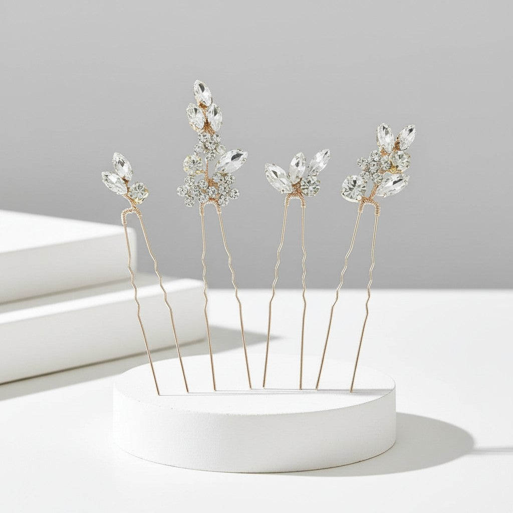 ATHENA COLLECTION - CRYSTAL ALLURE HAIR PINS - PIN81- GOLD