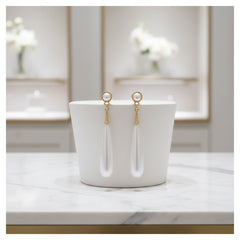ATHENA COLLECTION - PEARL DROP EARRINGS - CZER879 GOLD