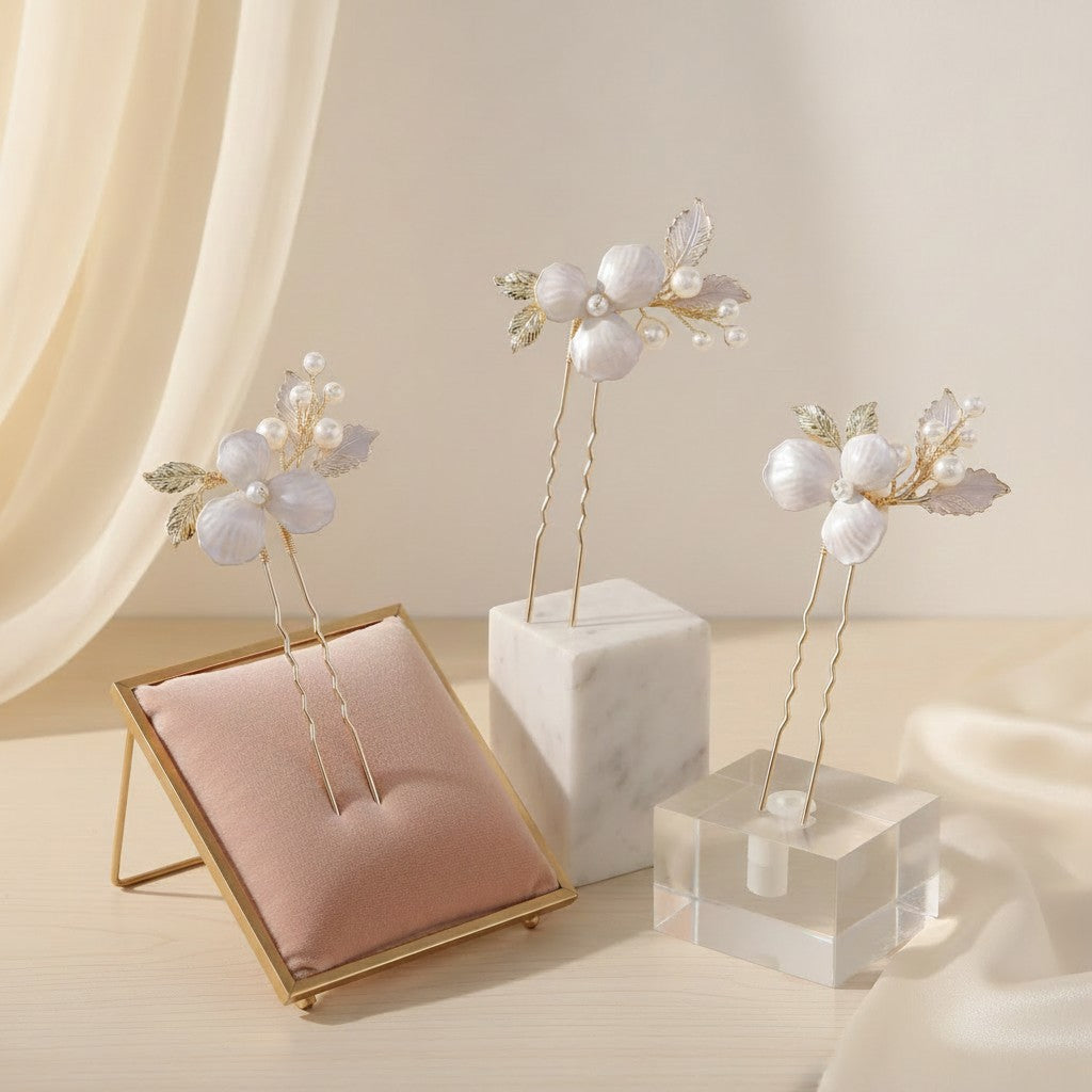 ATHENA COLLECTION - BLUSH PINK HAIR PINS - SET OF 3 (PIN82)