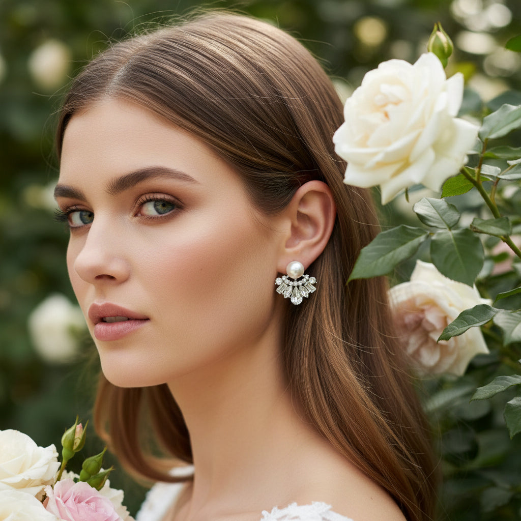 ATHENA COLLECTION - GATSBY INSPIRED STUD EARRINGS - CZER880 GOLD