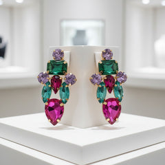 ATHENA COLLECTION - CRYSTAL STATEMENT EARRINGS - CZER881 MULTI