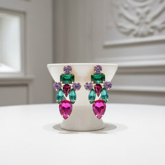 ATHENA COLLECTION - CRYSTAL STATEMENT EARRINGS - CZER881 MULTI
