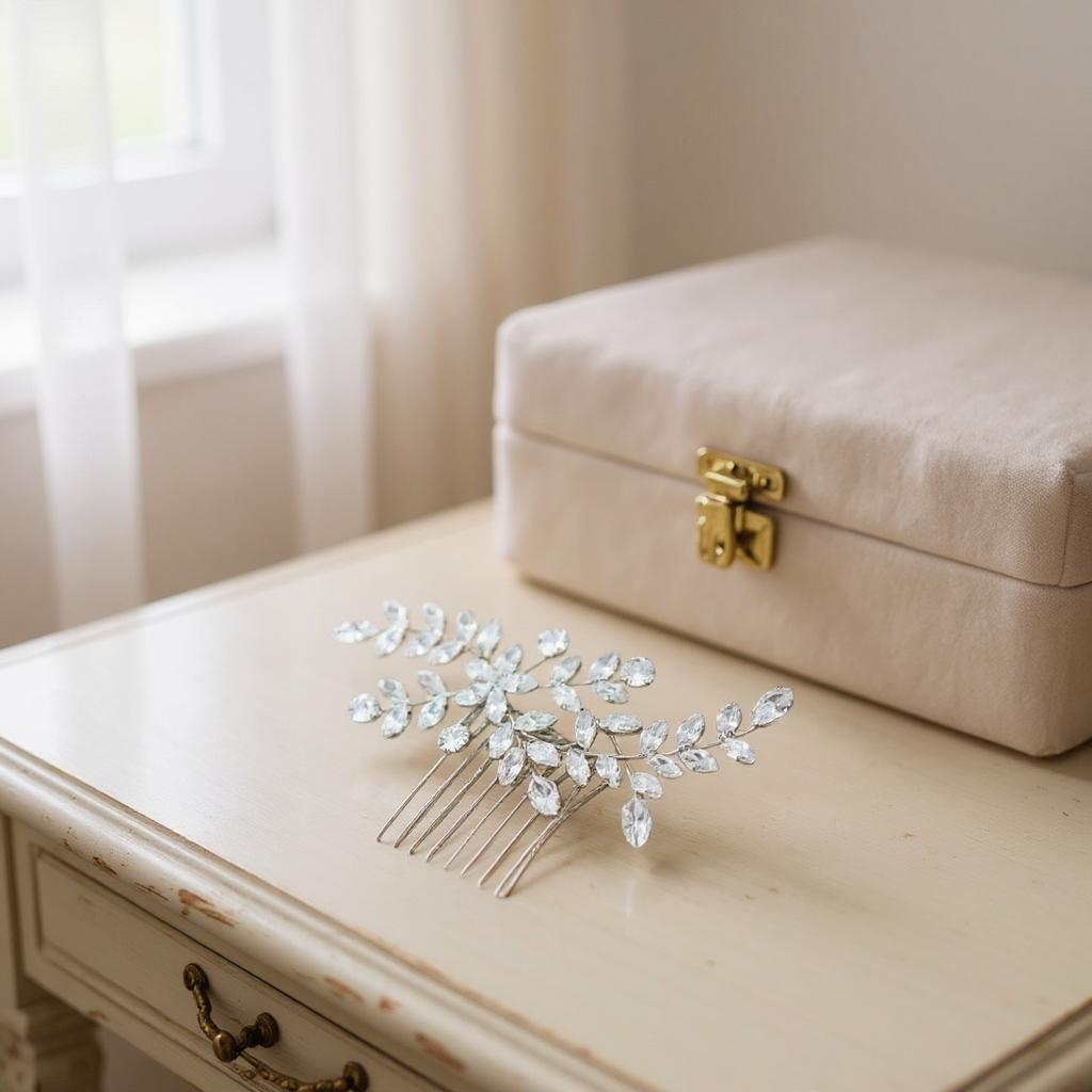ATHENA COLLECTION - GLITZY GLAM HAIR COMB - HC303 SILVER