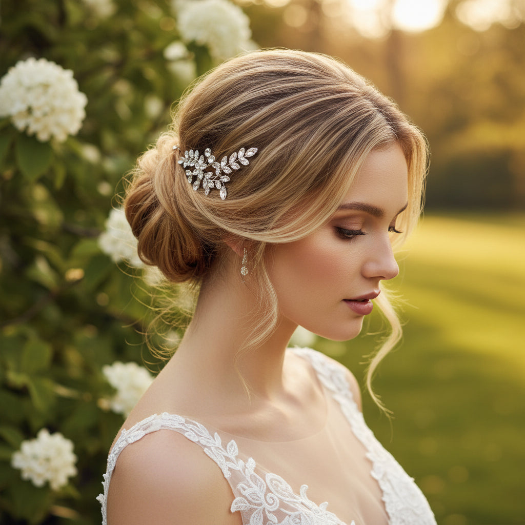 ATHENA COLLECTION - GLITZY GLAM HAIR COMB - HC303 SILVER