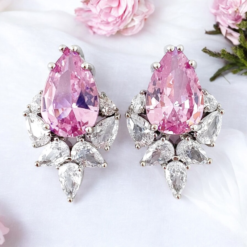 CUBIC ZIRCONIA COLLECTION - DELICATE DIVA EARRINGS - BLUSH PINK CZER883