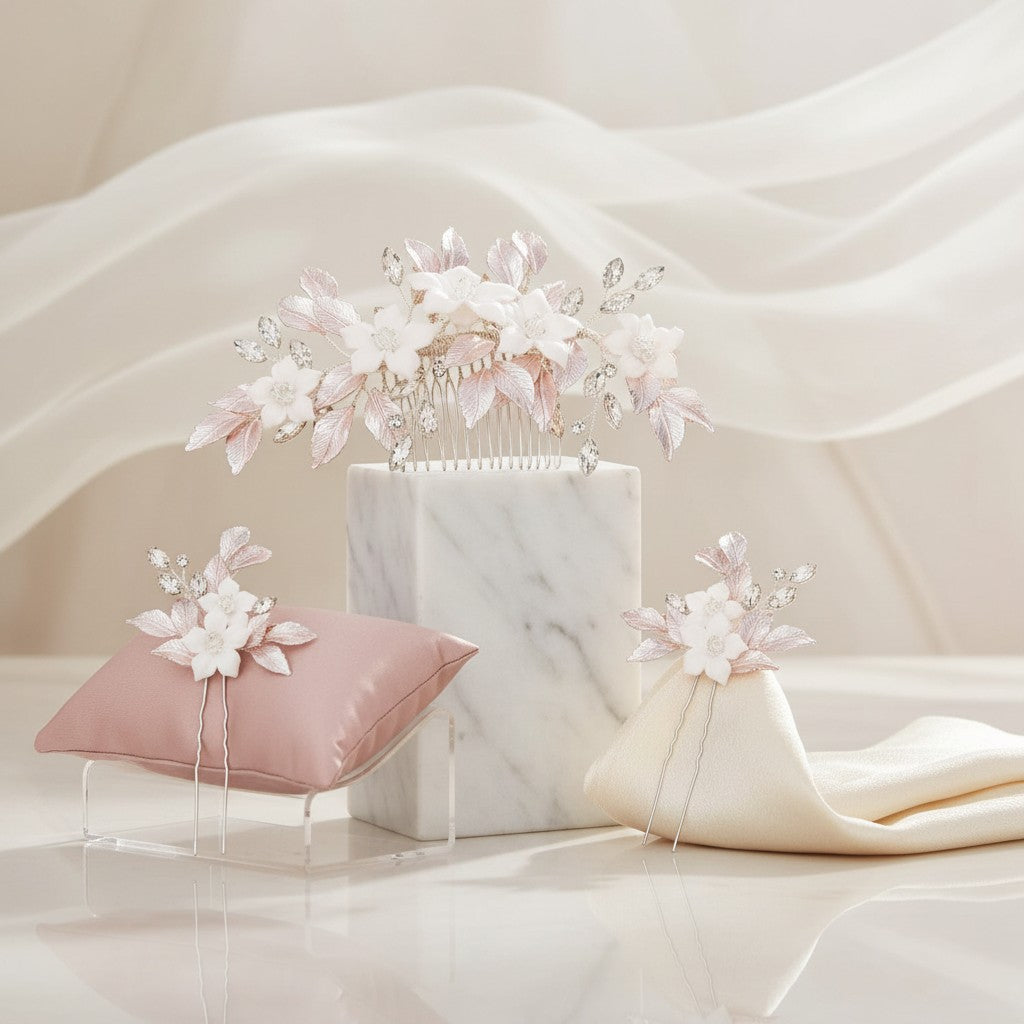 ATHENA COLLECTION - BLUSH PINK COLLECTION - COMB AND PIN SET