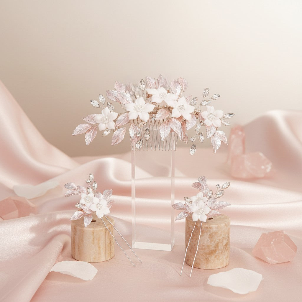 ATHENA COLLECTION - BLUSH PINK COLLECTION - COMB AND PIN SET