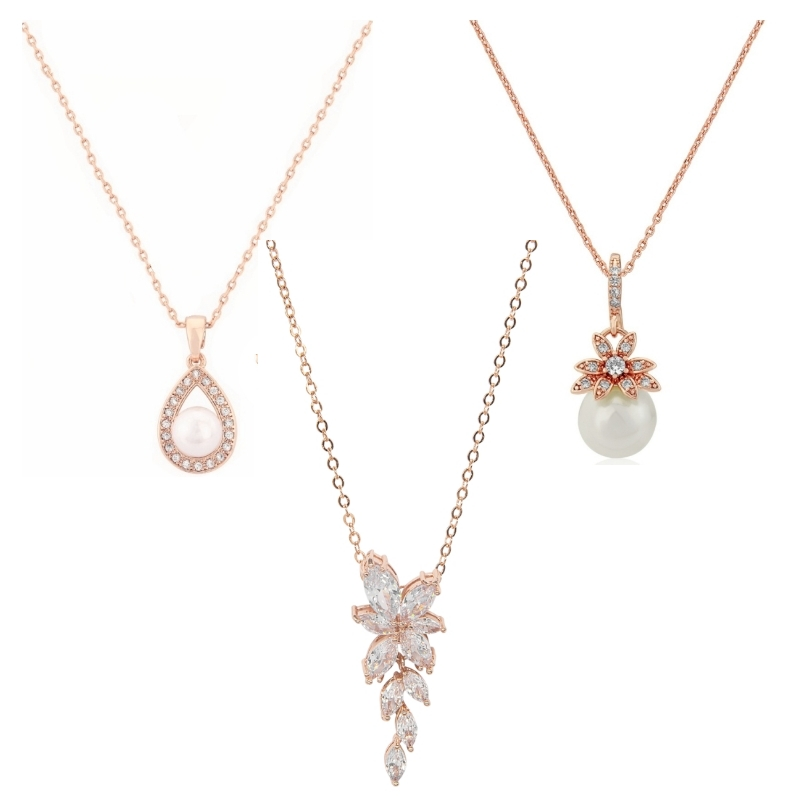 CUBIC ZIRCONIA COLLECTION - ROSE GOLD NECKLACE COLLECTION - ROSE