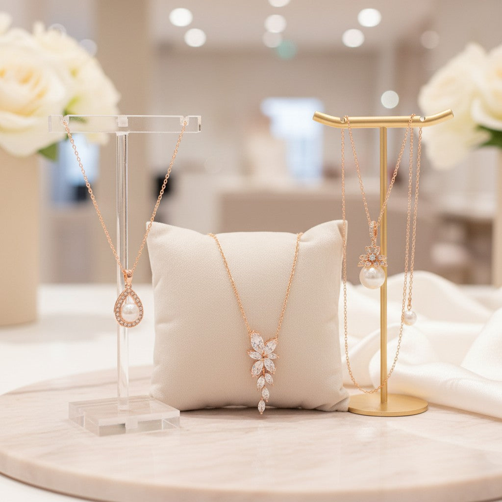 CUBIC ZIRCONIA COLLECTION - ROSE GOLD NECKLACE COLLECTION - ROSE