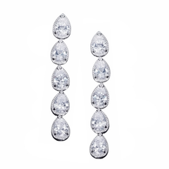 CUBIC ZIRCONIA COLLECTION - CRYSTAL DROP EARRINGS - CZER884 SILVER