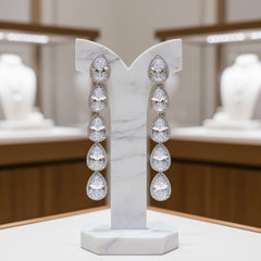 CUBIC ZIRCONIA COLLECTION - CRYSTAL DROP EARRINGS - CZER884 SILVER