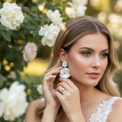ATHENA COLLECTION - ENCHANTMENT FLOWER EARRINGS - CZER886 WHITE