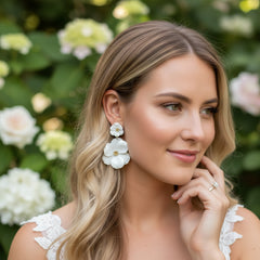 ATHENA COLLECTION - ENCHANTMENT FLOWER EARRINGS - CZER886 WHITE