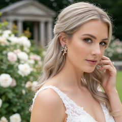 CUBIC ZIRCONIA COLLECTION - CRYSTAL STATEMENT EARRINGS - CZER888 GOLD