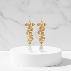 ATHENA COLLECTION - ORCHID CHANDELIER EARRINGS - CZER889 GOLD