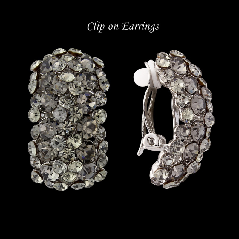 Crystal Divine Earrings (CLIP-ON) Black Diamond (ER125)