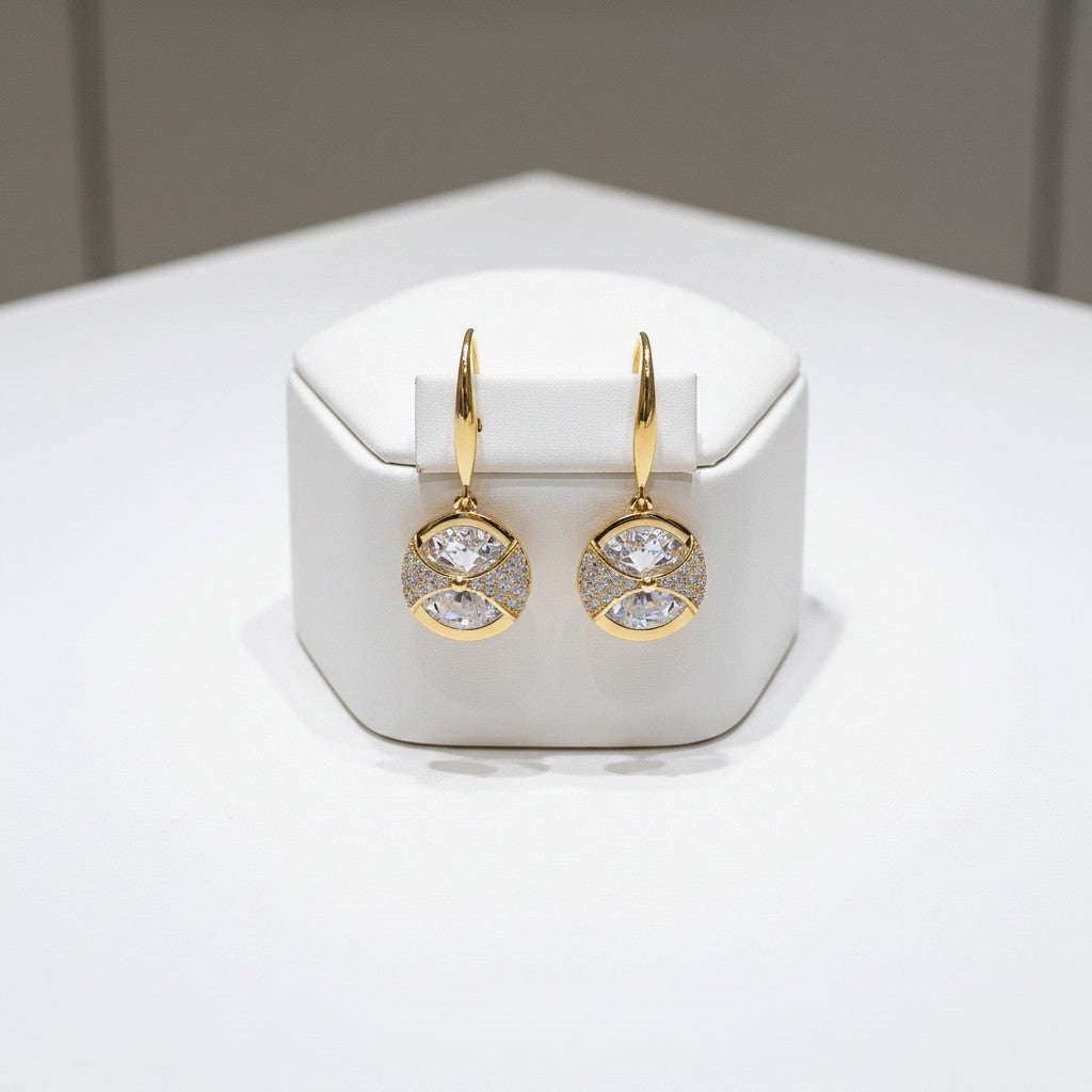 CUBIC ZIRCONIA COLLECTION - CRYSTAL DROP EARRINGS - CZER890 GOLD