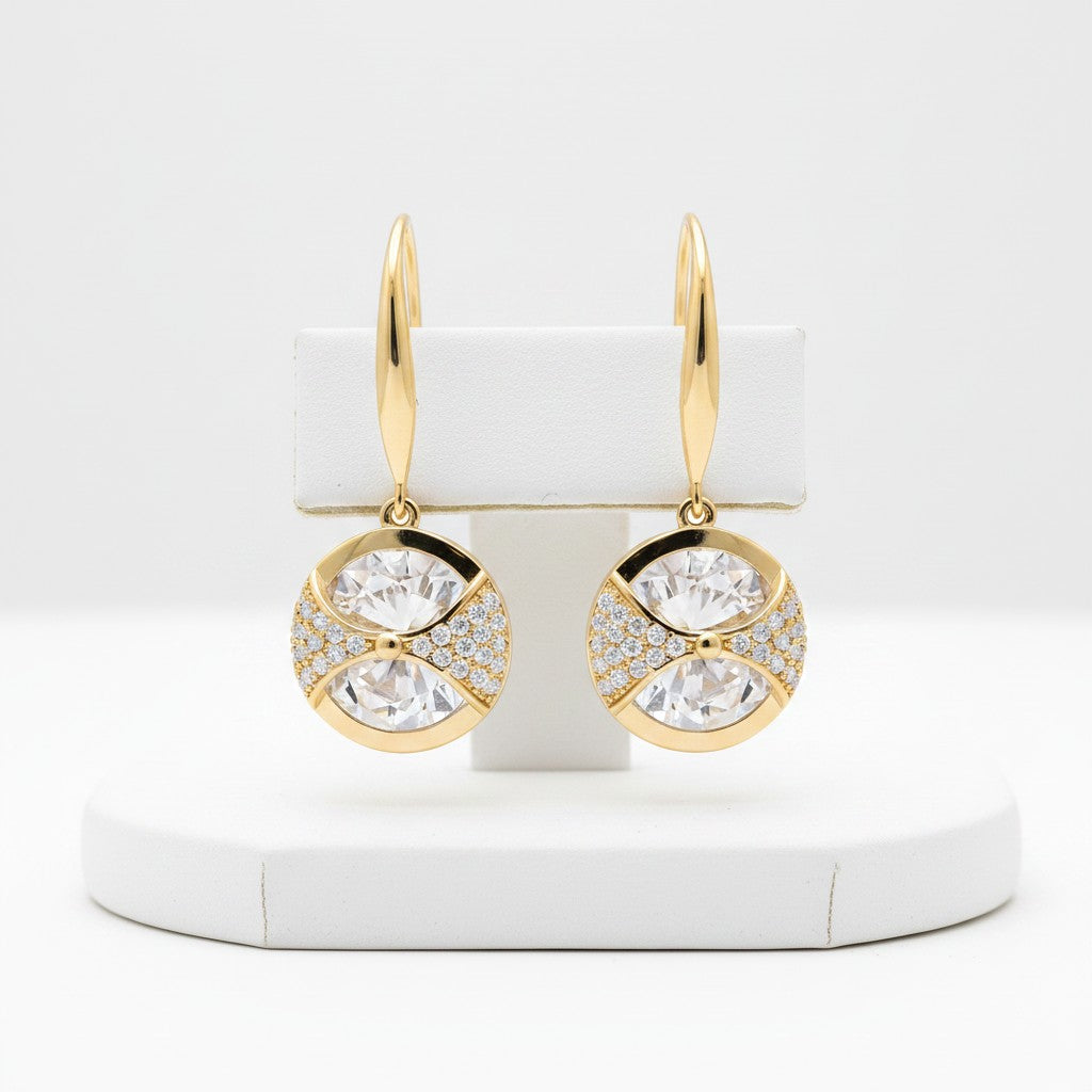 CUBIC ZIRCONIA COLLECTION - CRYSTAL DROP EARRINGS - CZER890 GOLD