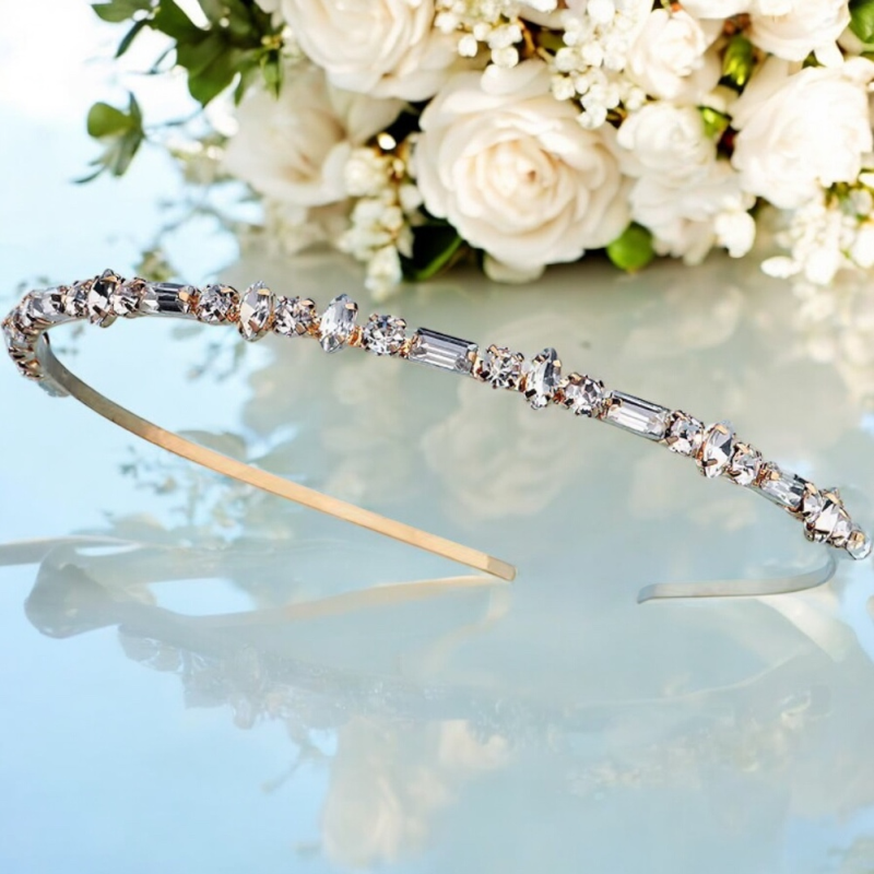 ATHENA COLLECTION - SHIMMERING CRYSTAL HEADBAND - AHB207 GOLD