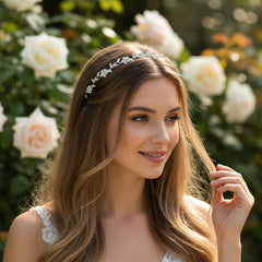 ATHENA COLLECTION - CHIC FLOWER HEADBAND - AHB220 SILVER