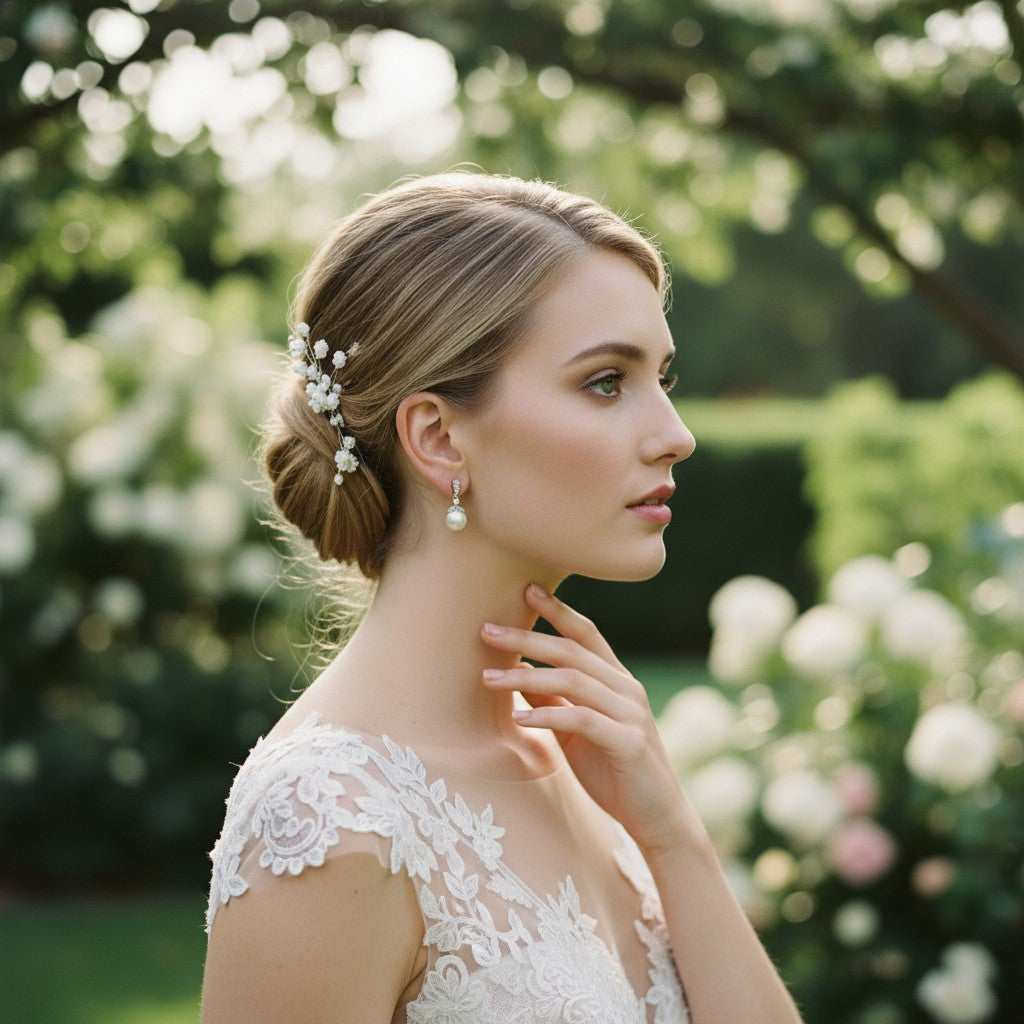 Cubic Zirconia Collection - Opulence Pearl Earrings - (ER307)