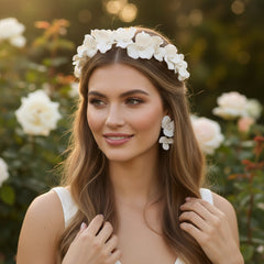 ATHENA COLLECTION - FLORAL ALLURE HEADBAND SET - AHB221 SILVER