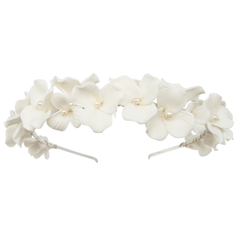 ATHENA COLLECTION - FLORAL ALLURE HEADBAND SET - AHB221 SILVER