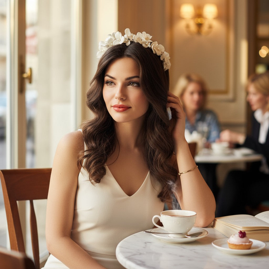 ATHENA COLLECTION - FLORAL ALLURE HEADBAND SET - AHB221 SILVER