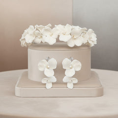 ATHENA COLLECTION - FLORAL ALLURE HEADBAND SET - AHB221 SILVER