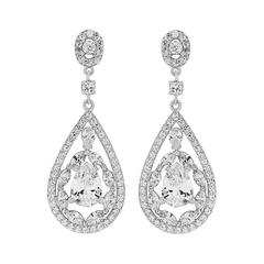 Cubic Zirconia Collection - Silver Screen Earrings - (ER309)