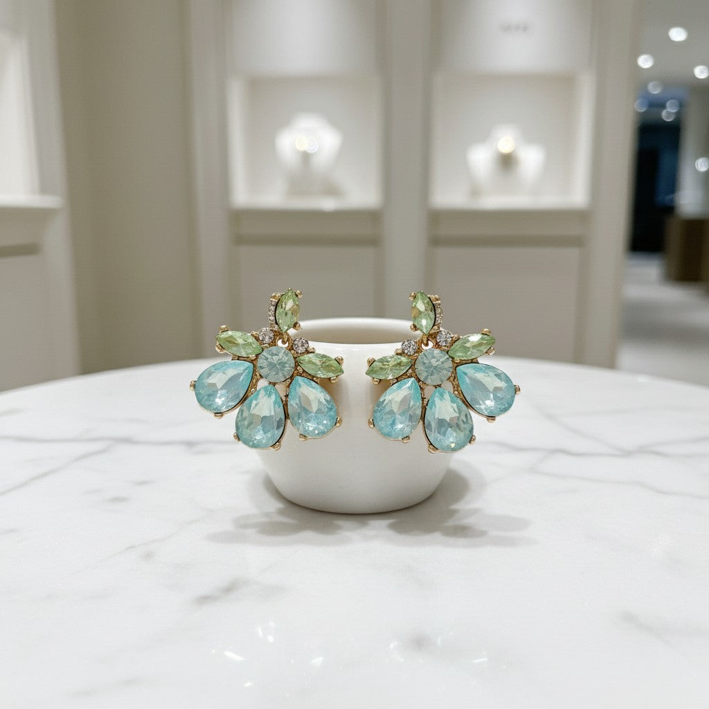 ATHENA COLLECTION - GLAM DIVA EARRINGS - CZER891 AQUA