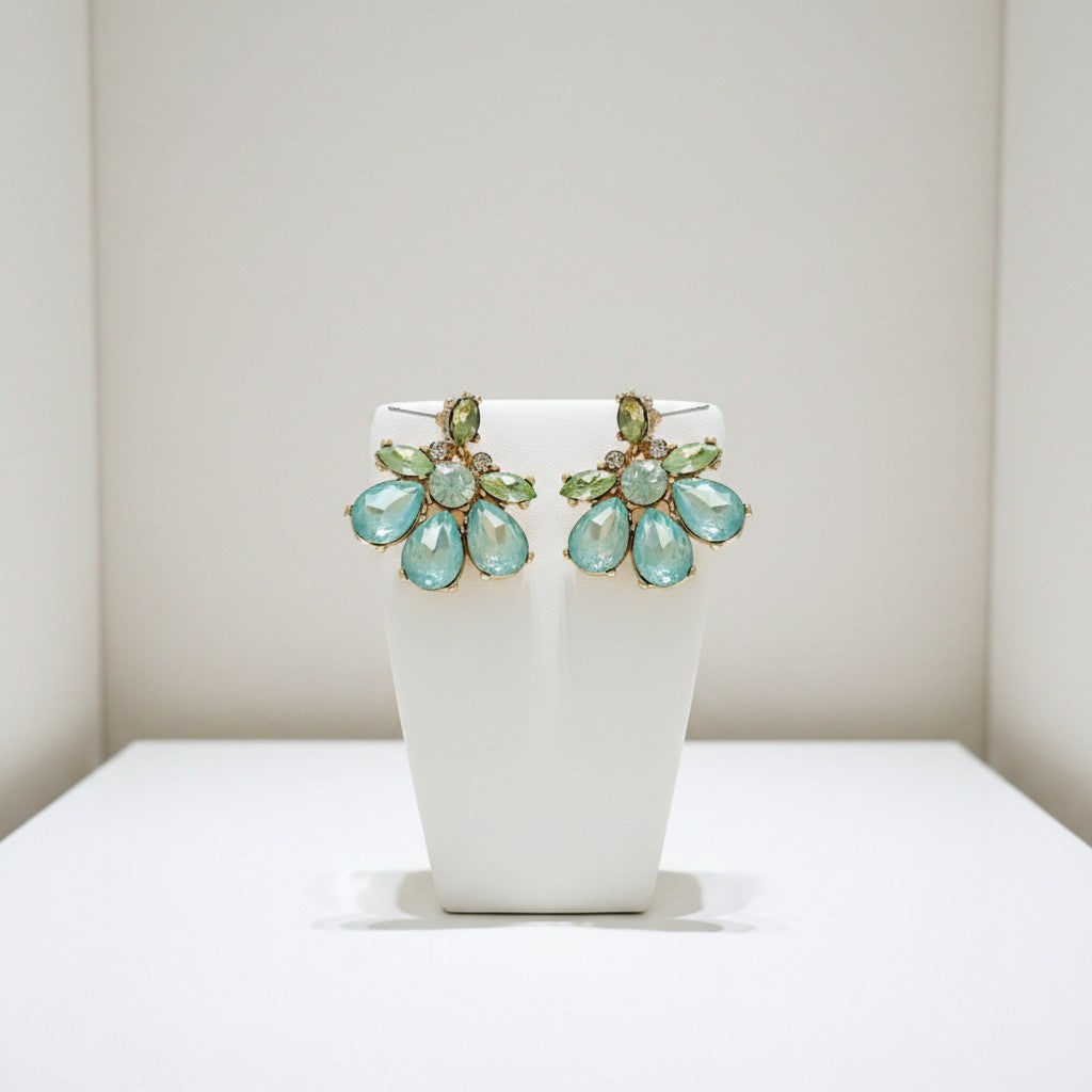 ATHENA COLLECTION - GLAM DIVA EARRINGS - CZER891 AQUA