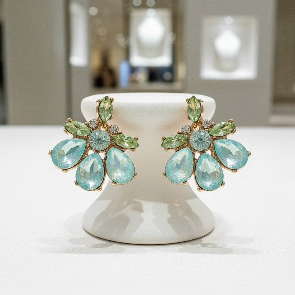 ATHENA COLLECTION - GLAM DIVA EARRINGS - CZER891 AQUA