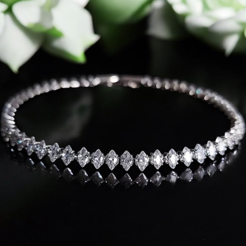 CUBIC ZIRCONIA COLLECTION - MARQUISE CUT CRYSTAL BRACELET - BR172 SMALL