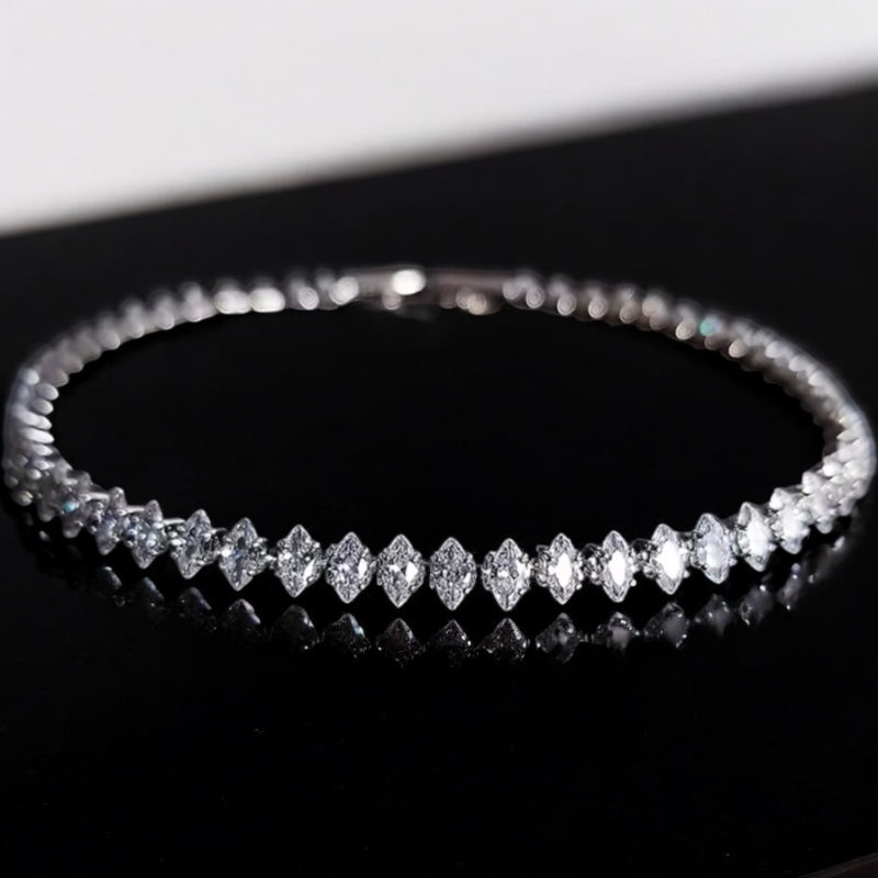 CUBIC ZIRCONIA COLLECTION - MARQUISE CUT CRYSTAL BRACELET - BR172 MEDIUM