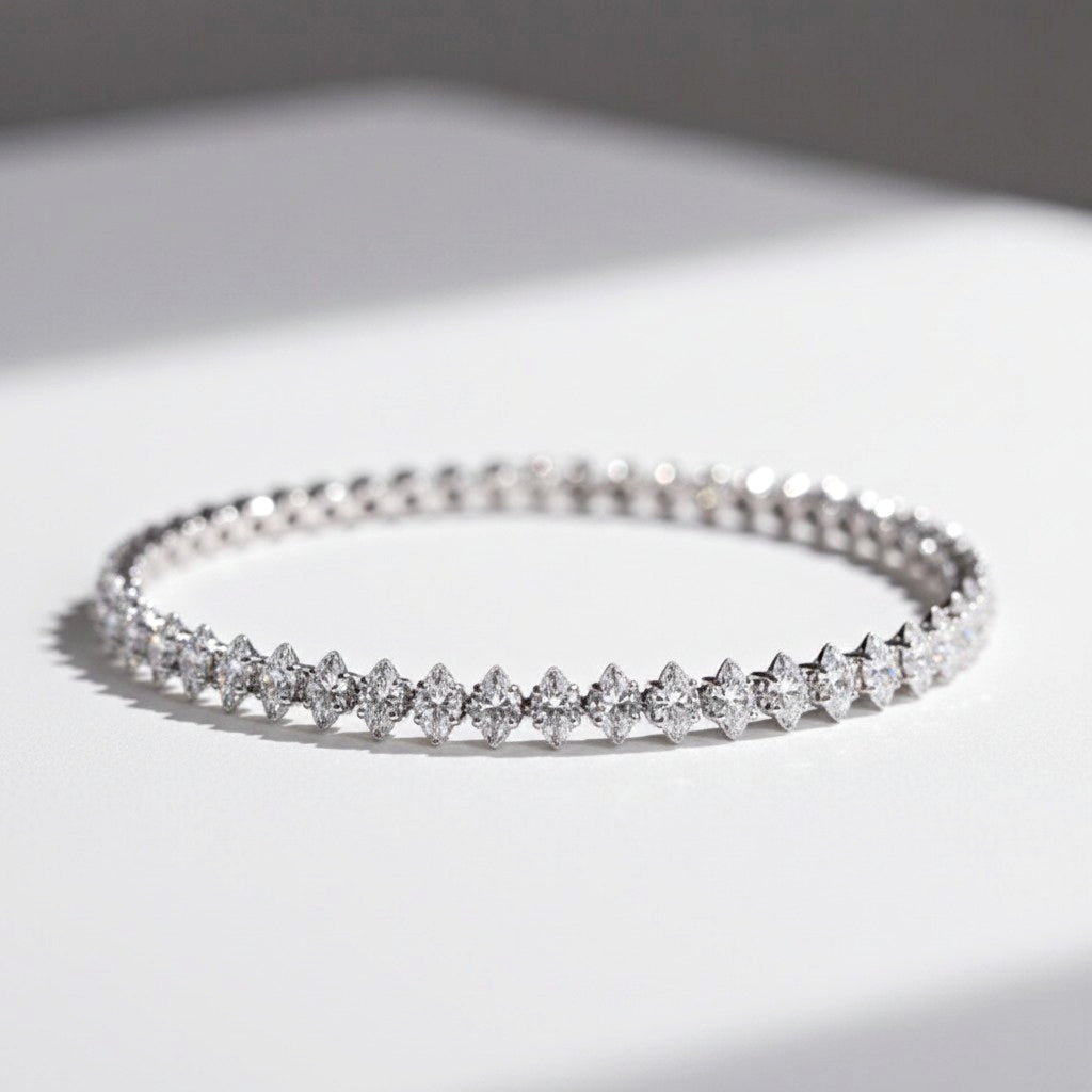CUBIC ZIRCONIA COLLECTION - MARQUISE CUT CRYSTAL BRACELET - BR172 MEDIUM