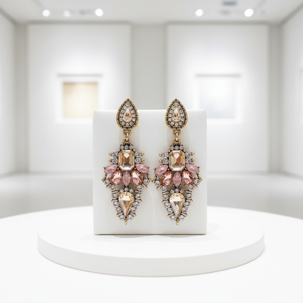 ATHENA COLLECTION - VINTAGE LUXE EARRINGS - LIGHT ROSE - CZER892 PINK