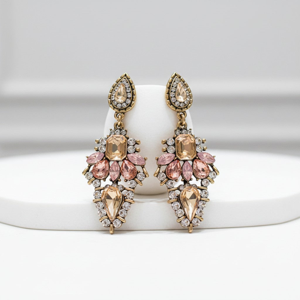 ATHENA COLLECTION - VINTAGE LUXE EARRINGS - LIGHT ROSE - CZER892 PINK