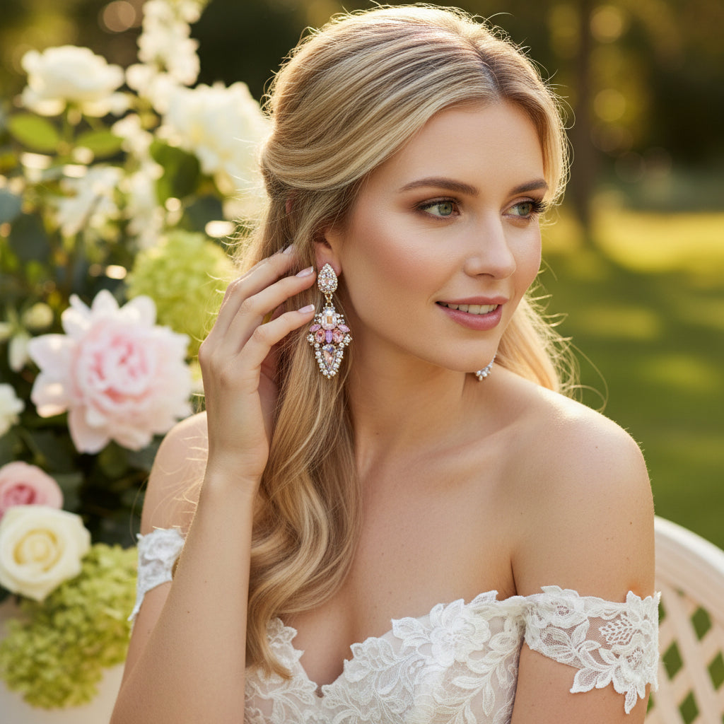 ATHENA COLLECTION - VINTAGE LUXE EARRINGS - LIGHT ROSE - CZER892 PINK