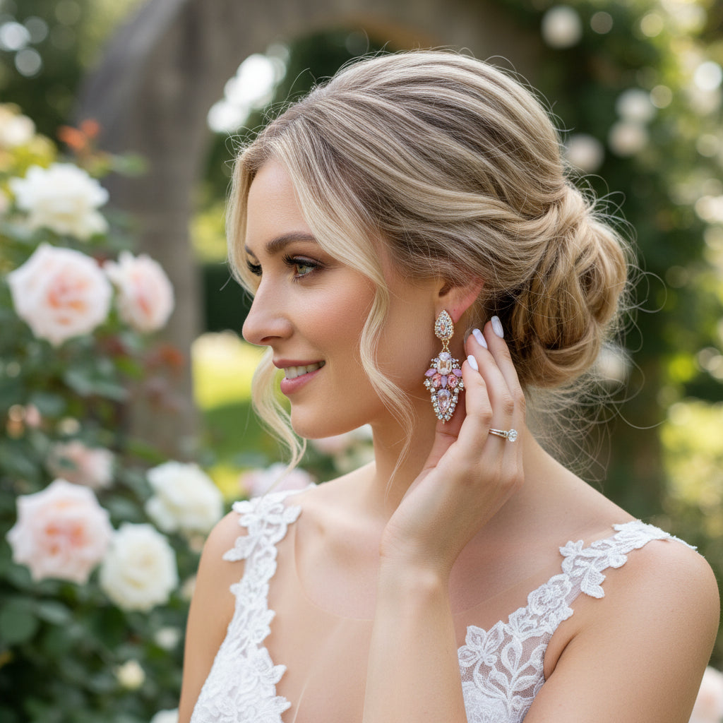 ATHENA COLLECTION - VINTAGE LUXE EARRINGS - LIGHT ROSE - CZER892 PINK