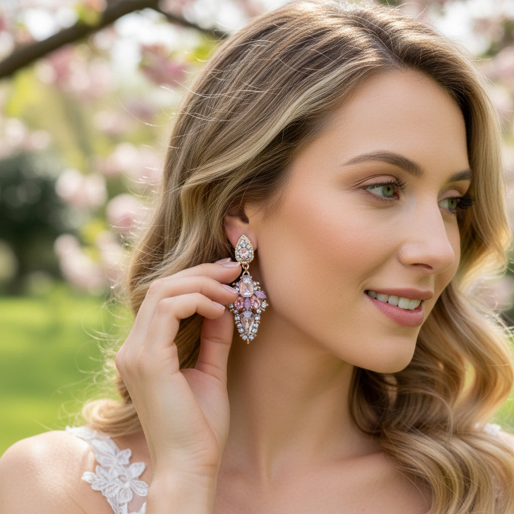 ATHENA COLLECTION - VINTAGE LUXE EARRINGS - LIGHT ROSE - CZER892 PINK