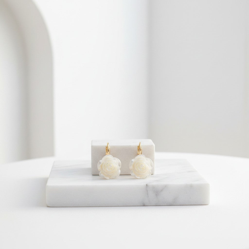 ATHENA COLLECTION - DAINTY ROSE EARRINGS - CZER893 GOLD