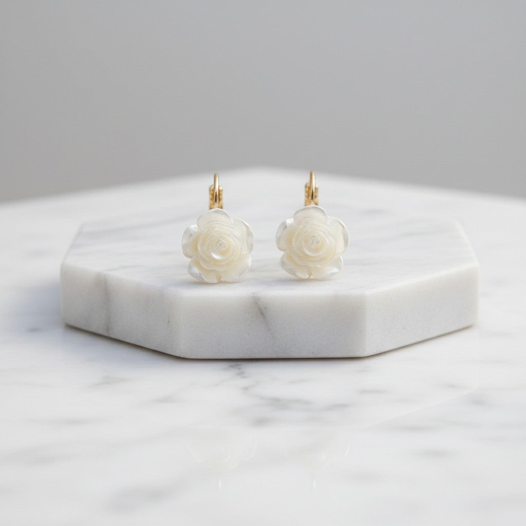 ATHENA COLLECTION - DAINTY ROSE EARRINGS - CZER893 GOLD