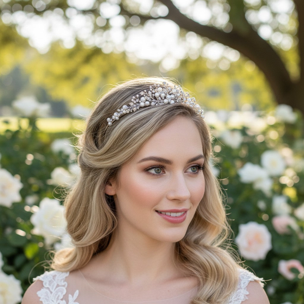 Tess Luxe Pearl Tiara - SASSB - SILVER (Tiara 3)