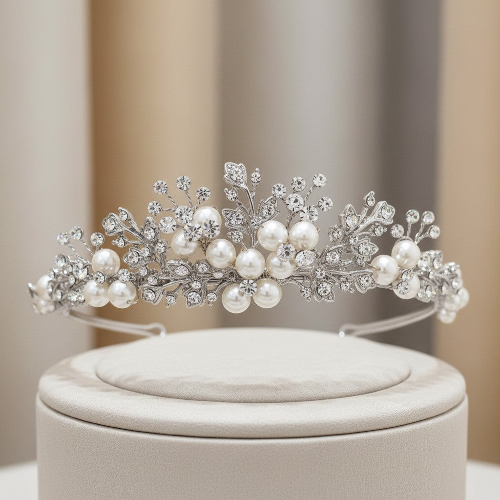 Tess Luxe Pearl Tiara - SASSB - SILVER (Tiara 3)